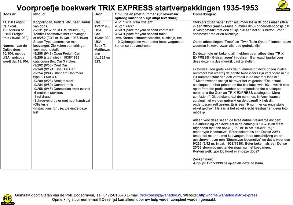 -Uv4 Space for your second train train (1938/1939) of 9/252 (9/42 nr. in Cat. 1938/1939) 1938/1939 -Av4 Karton schroevendraaier, olieflesje, etc.