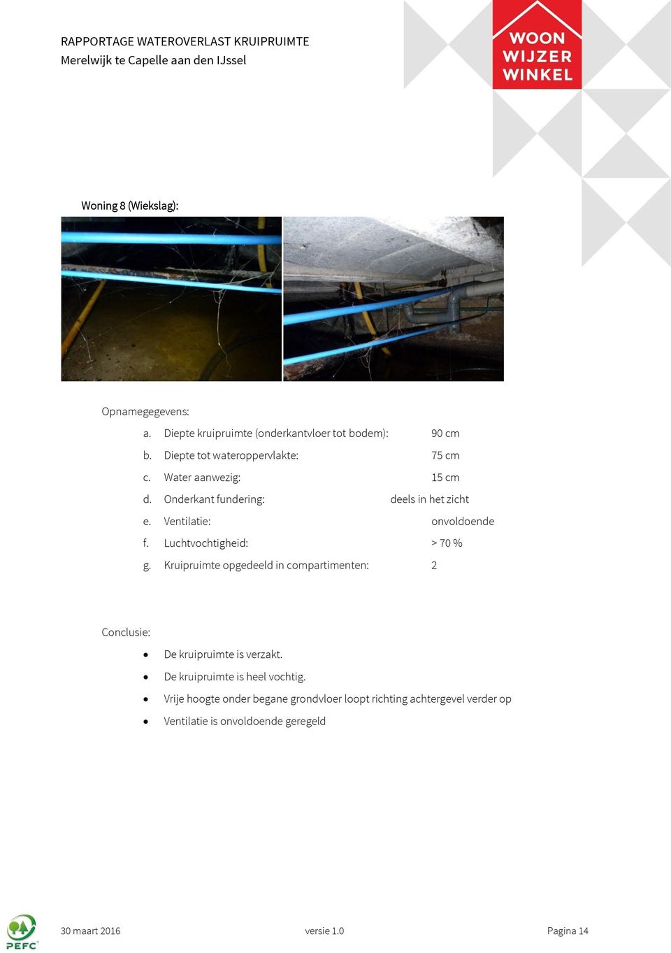 Ventilatie: onvoldoende f. Luchtvochtigheid: > 70 % g.