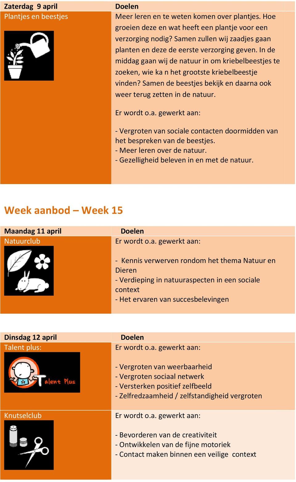 Samen de beestjes bekijk en daarna ook weer terug zetten in de natuur. - Vergroten van sociale contacten doormidden van het bespreken van de beestjes. - Meer leren over de natuur.