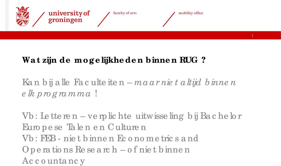 Vb: Letteren verplichte uitwisseling bij Bachelor Europese Talen