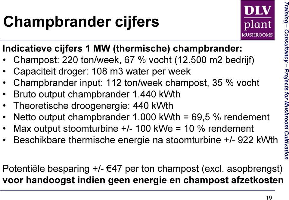 440 kwth Theoretische droogenergie: 440 kwth Netto output champbrander 1.
