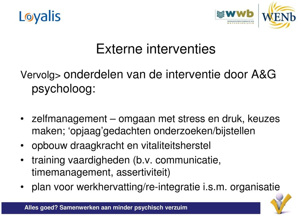 onderzoeken/bijstellen opbouw draagkracht en vitaliteitsherstel training vaardigheden