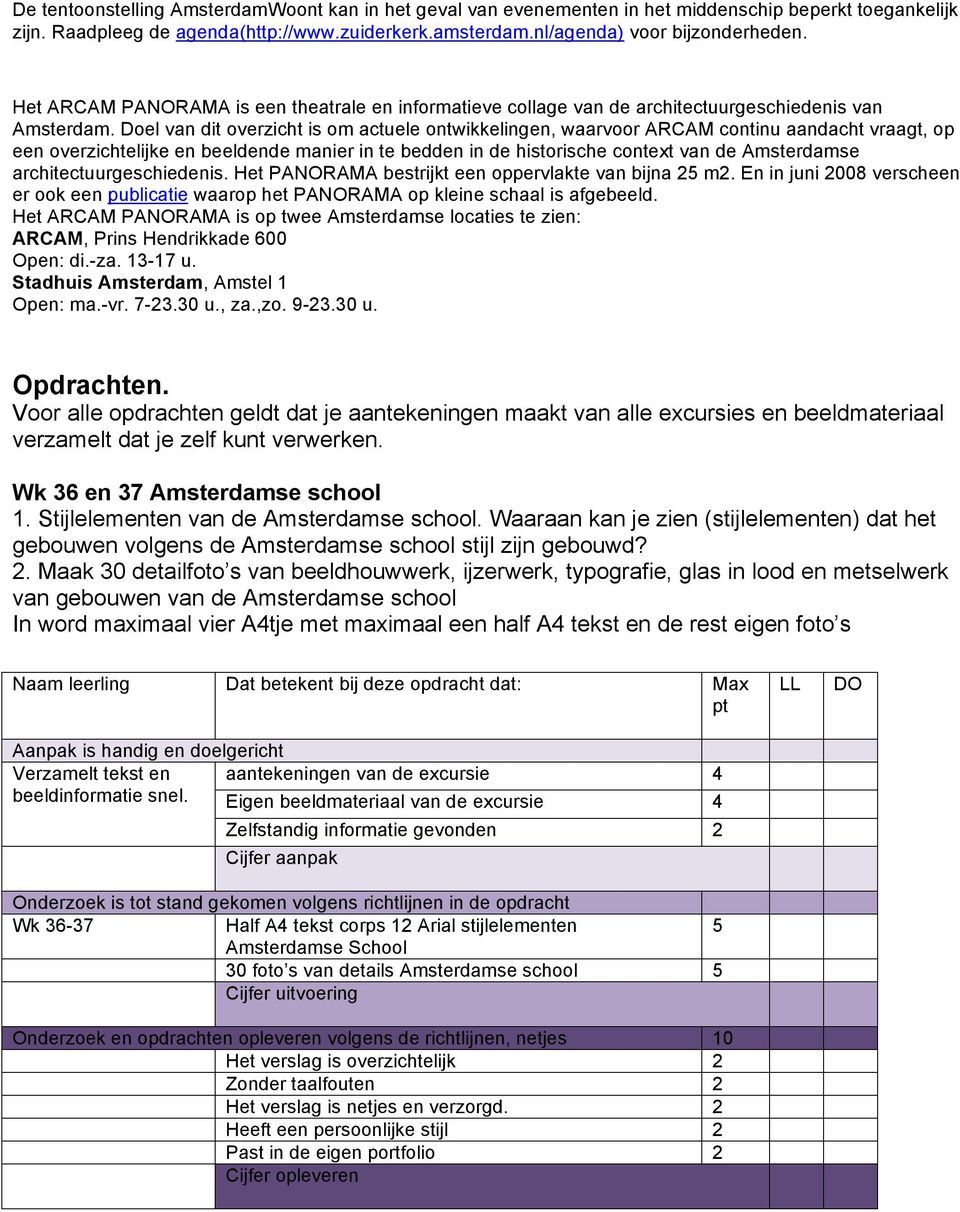 Doel van dit overzicht is om actuele ontwikkelingen, waarvoor ARCAM continu aandacht vraagt, op een overzichtelijke en beeldende manier in te bedden in de historische context van de Amsterdamse