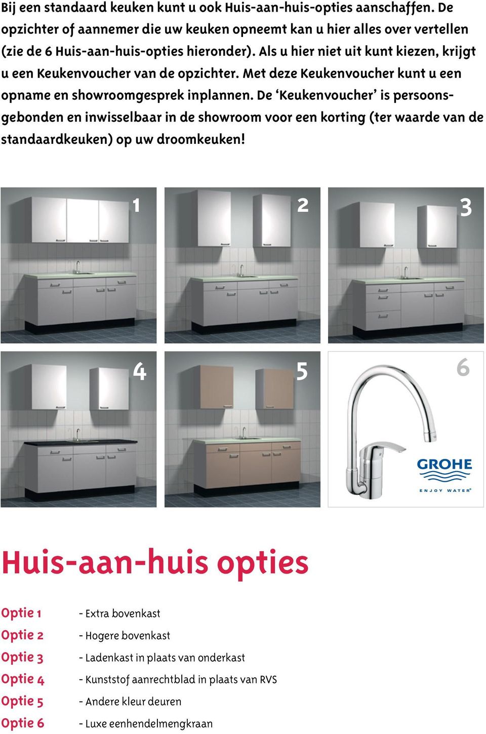 Als u hier niet uit kunt kiezen, krijgt u een Keukenvoucher van de opzichter. Met deze Keukenvoucher kunt u een opname en showroomgesprek inplannen.