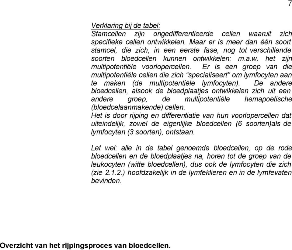 Er is een groep van die multipotentiële cellen die zich specialiseert om lymfocyten aan te maken (de multipotentiële lymfocyten).