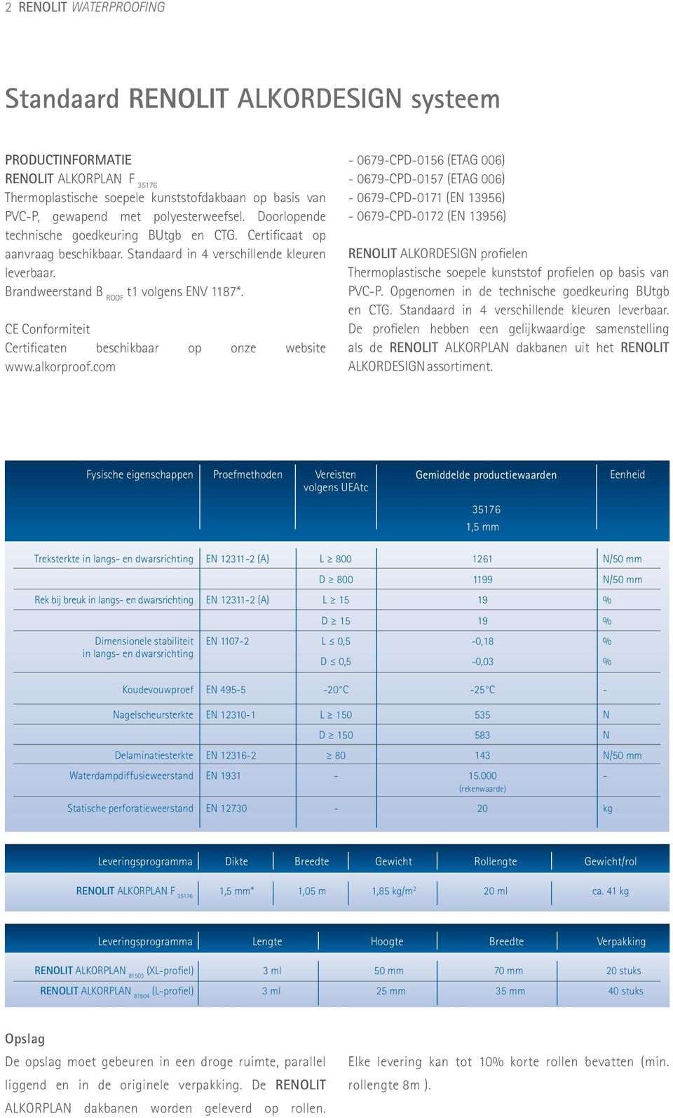 CE Conformiteit Certificaten beschikbaar op onze website www.alkorproof.