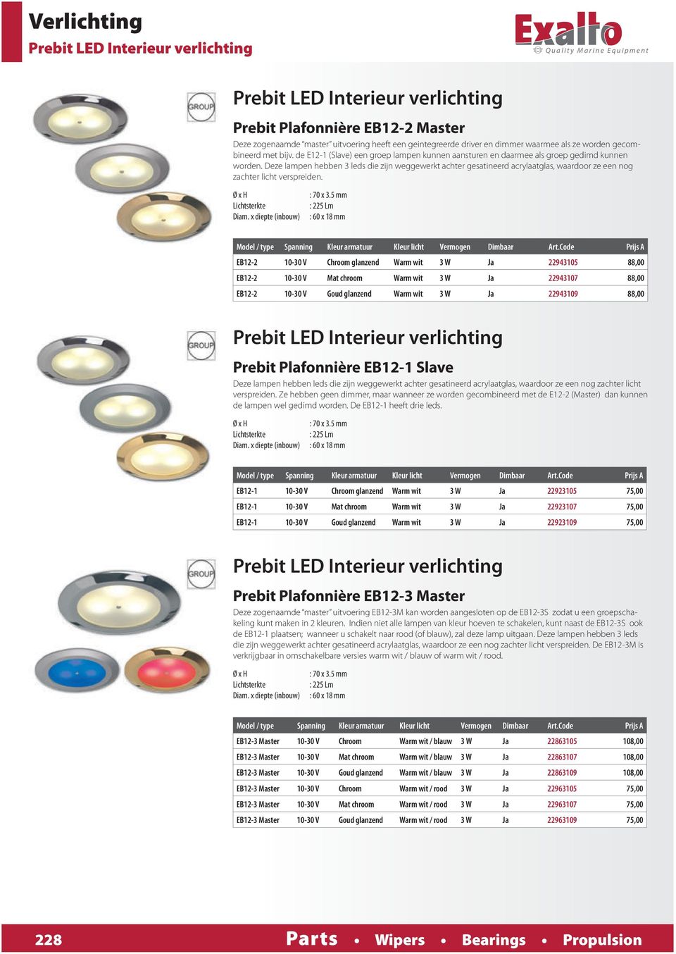 Deze lampen hebben 3 leds die zijn weggewerkt achter gesatineerd acrylaatglas, waardoor ze een nog zachter licht verspreiden. Ø x H Lichtsterkte Diam. x diepte (inbouw) : 70 x 3.