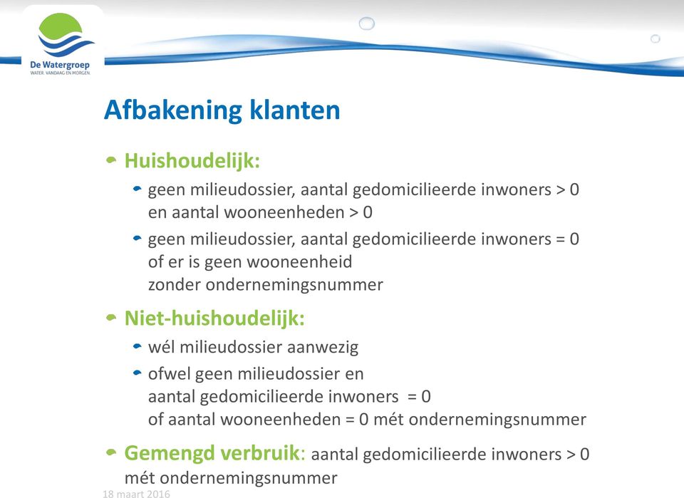 Niet-huishoudelijk: wél milieudossier aanwezig ofwel geen milieudossier en aantal gedomicilieerde inwoners = 0 of