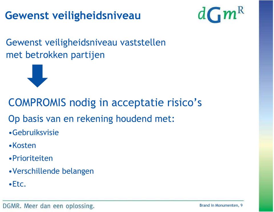 acceptatie risico s Op basis van en rekening houdend met: