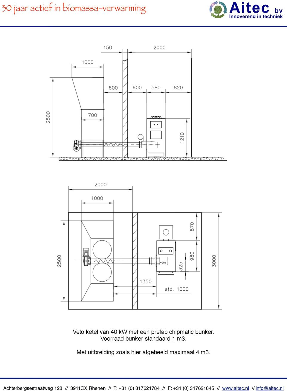 Voorraad bunker standaard 1 m3.