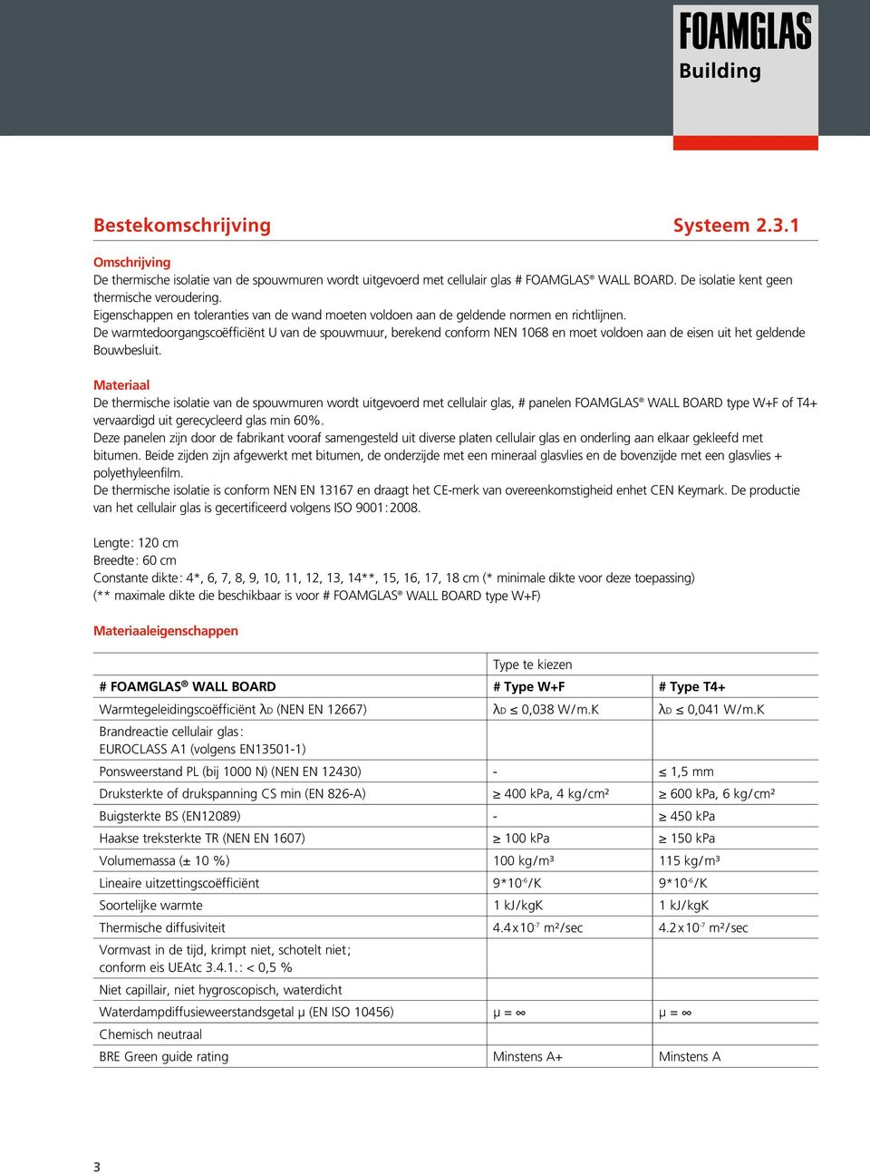 De warmtedoorgangscoëfficiënt U van de spouwmuur, berekend conform NEN 1068 en moet voldoen aan de eisen uit het geldende Bouwbesluit.