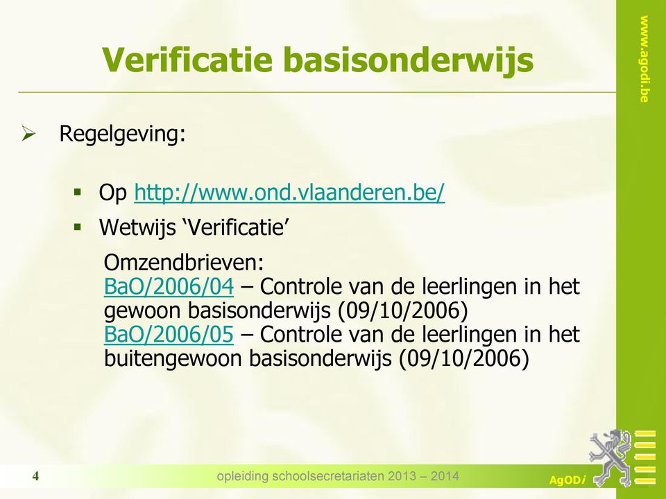 leerlingen in het gewoon basisonderwijs (09/10/2006) BaO/2006/05