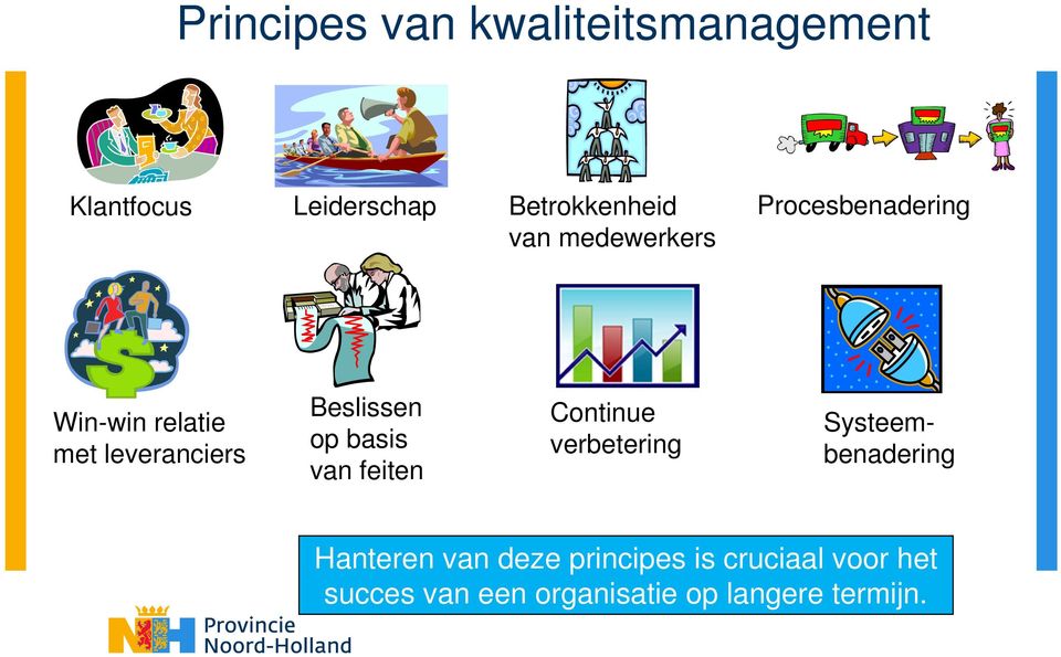 relatie met leveranciers Beslissen op basis van feiten Continue verbetering