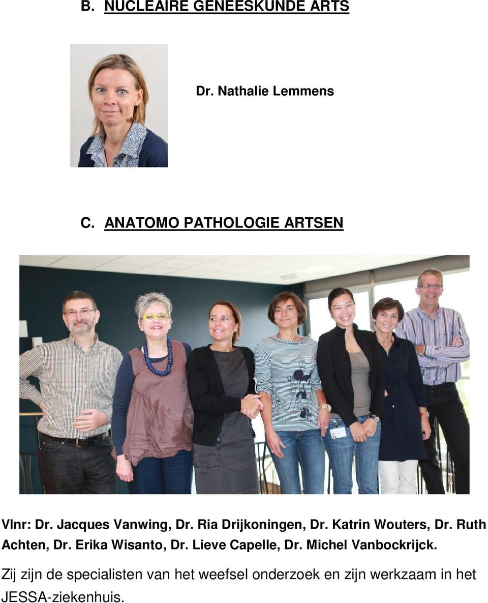 Katrin Wouters, Dr. Ruth Achten, Dr. Erika Wisanto, Dr. Lieve Capelle, Dr.