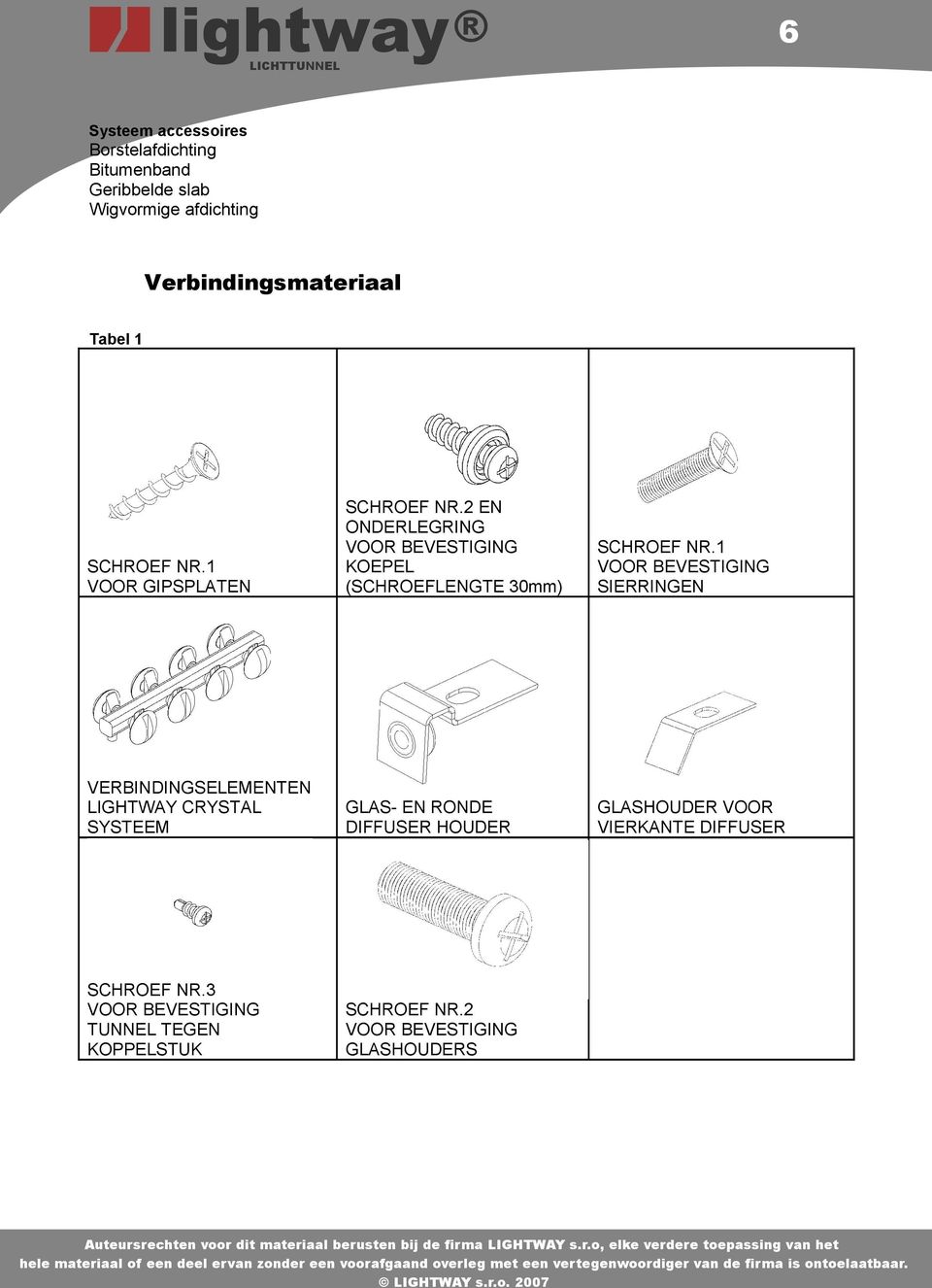 1 VOOR BEVESTIGING SIERRINGEN VERBINDINGSELEMENTEN LIGHTWAY CRYSTAL SYSTEEM GLAS- EN RONDE DIFFUSER HOUDER GLASHOUDER