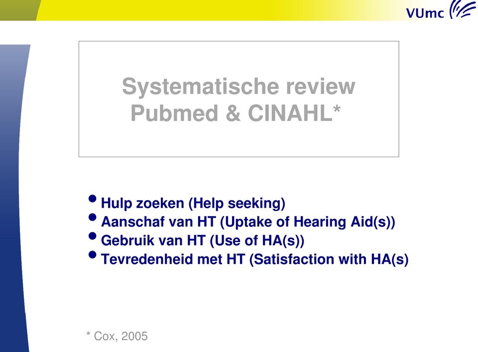 Hearing Aid(s)) Gebruik van HT (Use of HA(s))