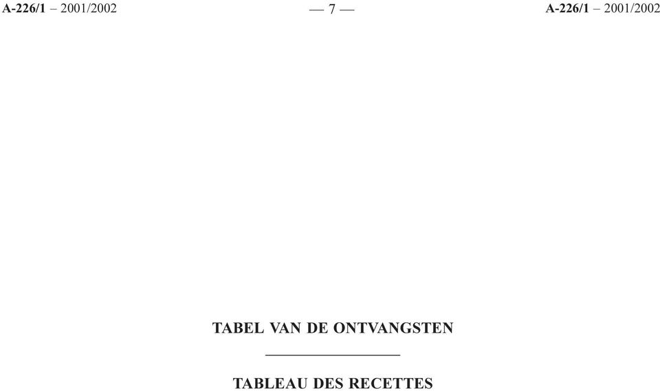 TABEL VAN DE