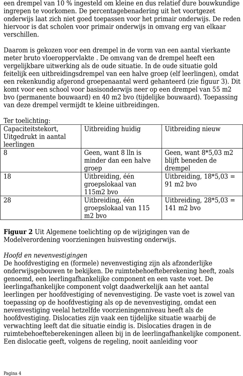 De reden hiervoor is dat scholen voor primair onderwijs in omvang erg van elkaar verschillen. Daarom is gekozen voor een drempel in de vorm van een aantal vierkante meter bruto vloeroppervlakte.