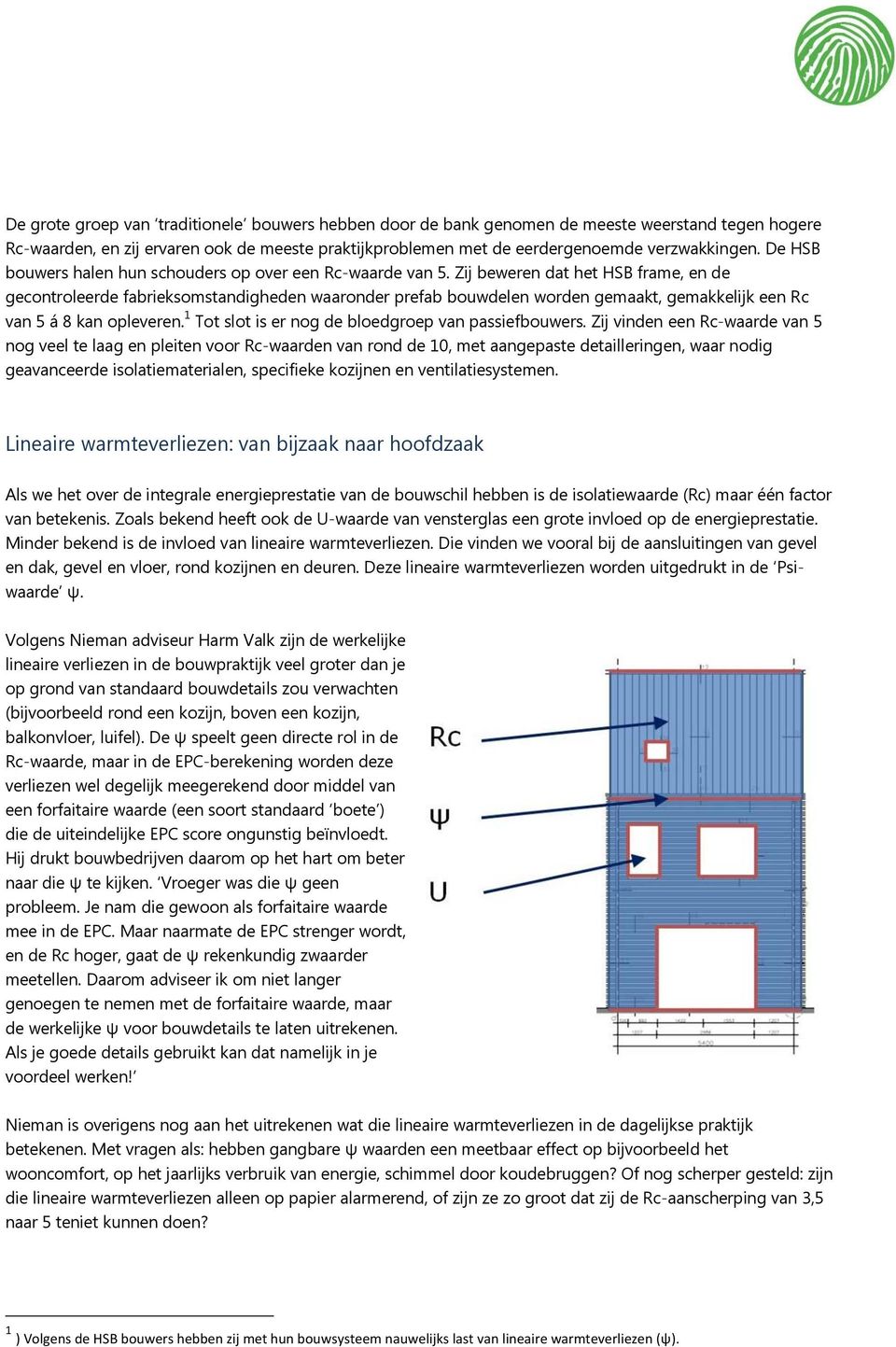 Zij beweren dat het HSB frame, en de gecntrleerde fabrieksmstandigheden waarnder prefab buwdelen wrden gemaakt, gemakkelijk een Rc van 5 á 8 kan pleveren.