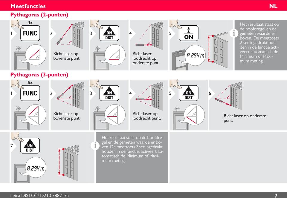 De meettoets sec ingedrukt houden in de functie activeert automatisch de Minimum of Maximum meting.