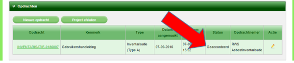 3. Klik op als u vindt dat de opdracht correct is uitgevoerd. Let op: een eenmaal geaccordeerde opdracht is naderhand niet meer aan te passen.