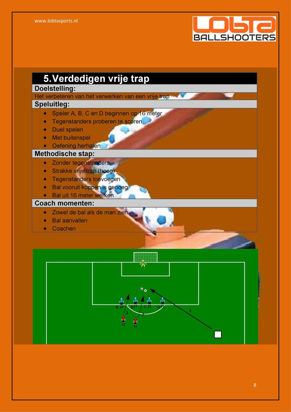 herhalen Zonder tegenstanders Strakke vrije trap (hoog) Tegenstanders toevoegen Bal vooruit