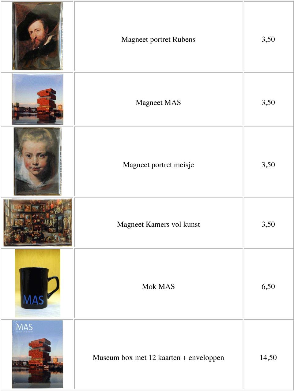 Magneet Kamers vol kunst 3,50 Mok MAS