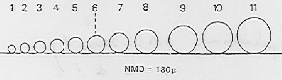 Belang van de druppelgrootte Eén druppelgrootte bestaat niet NMD = numeriek gemiddelde diameter VMD =