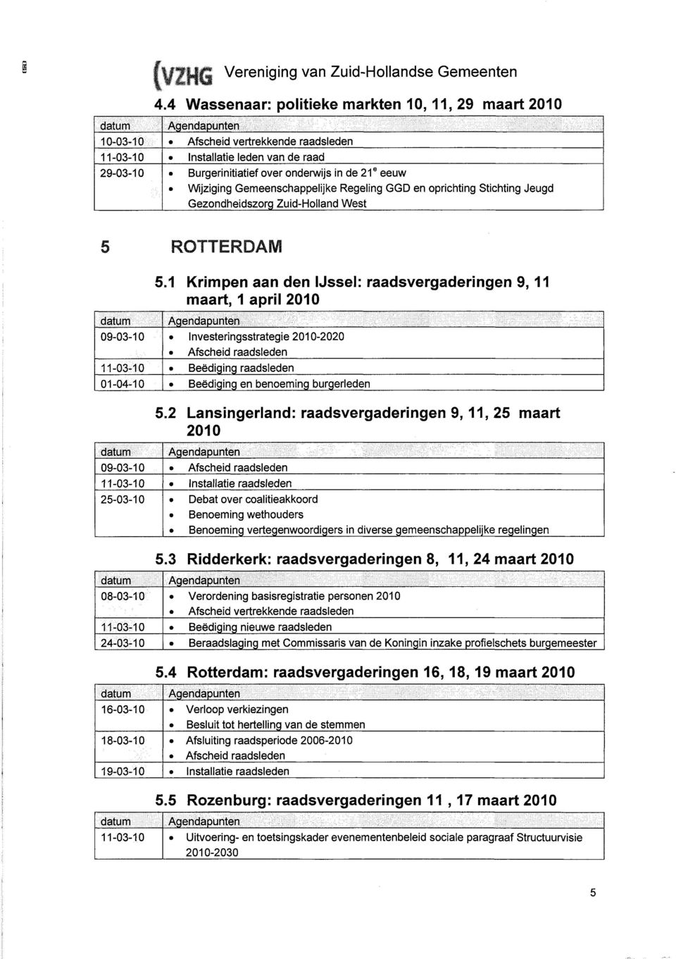 Gezondheidszorg Zuid-Holland West ROTTERDAM 01-04-10 08-03-10 24-03-10 16-03-10 18-03-10 19-03-10 5.