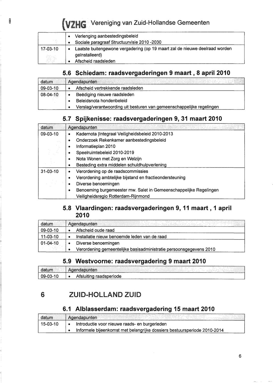 6 Schiedam: raadsvergaderingen 9 maart, 8 april Beëdiging nieuwe raadsleden Beleidsnota hondenbeleid Verslag/verantwoording uit besturen van gemeenschappelijke regelingen 5.