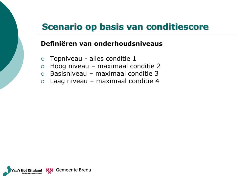 1 Hoog niveau maximaal conditie 2 Basisniveau