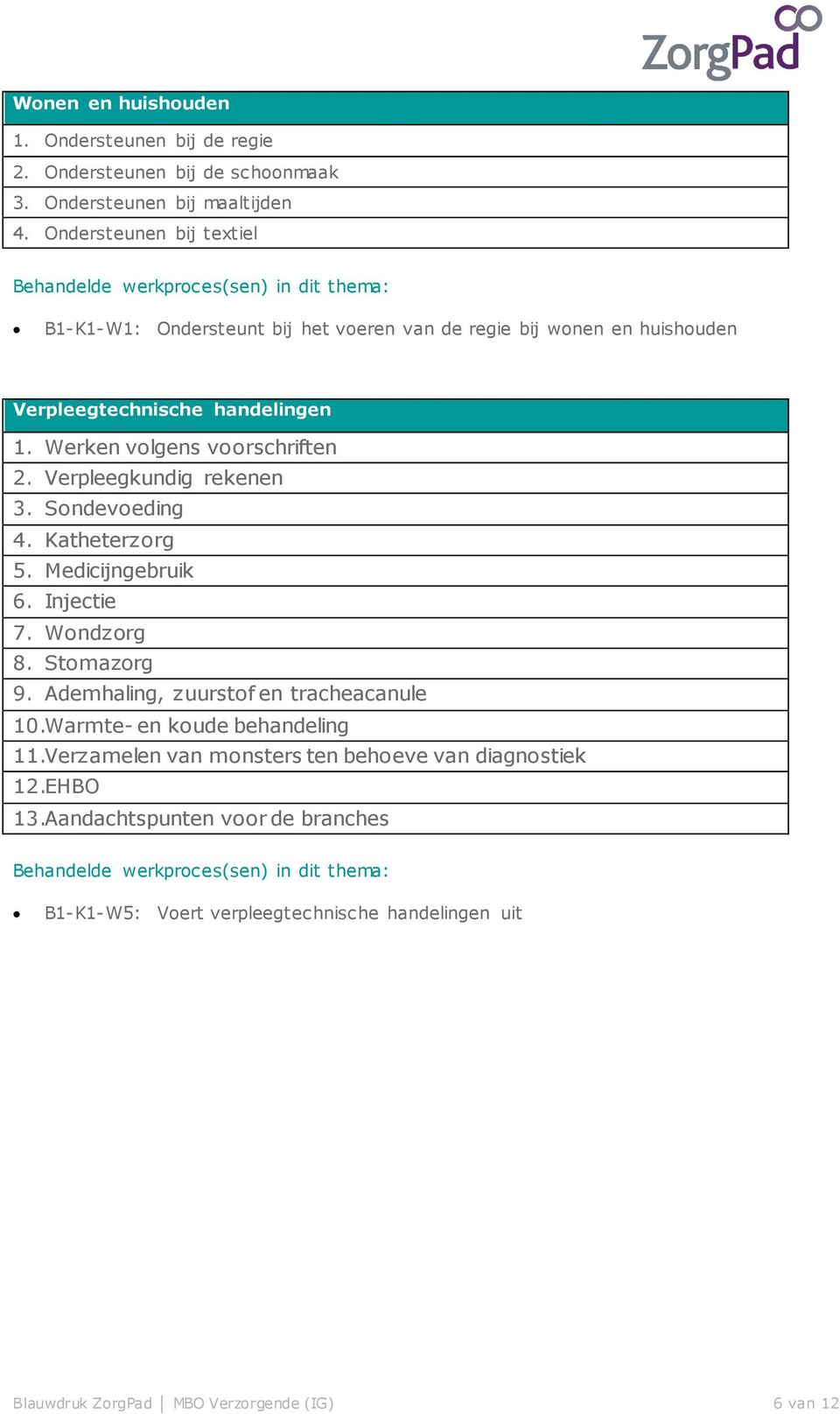 Verpleegkundig rekenen 3. Sondevoeding 4. Katheterzorg 5. Medicijngebruik 6. Injectie 7. Wondzorg 8. Stomazorg 9. Ademhaling, zuurstof en tracheacanule 10.