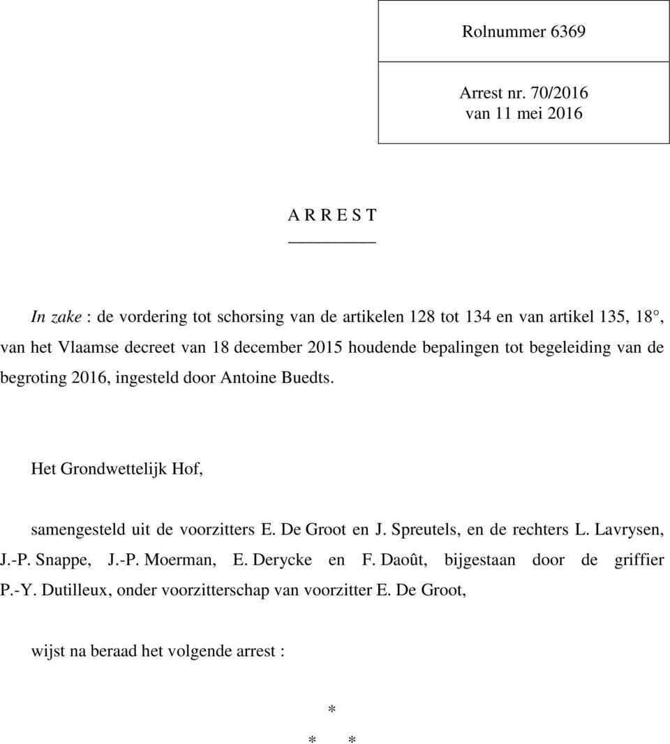 decreet van 18 december 2015 houdende bepalingen tot begeleiding van de begroting 2016, ingesteld door Antoine Buedts.
