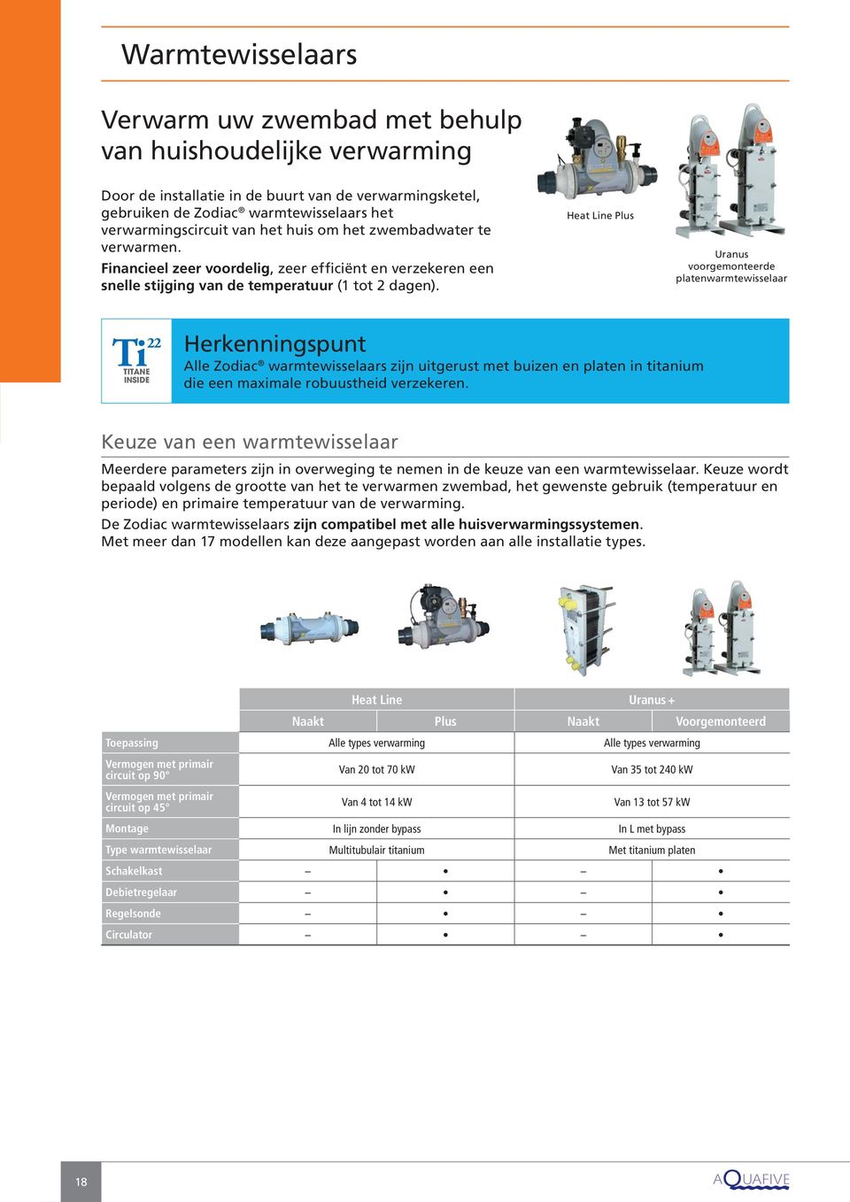 Heat Line Plus Uranus voorgemonteerde platenwarmtewisselaar Herkenningspunt Alle Zodiac warmtewisselaars zijn uitgerust met buizen en platen in titanium die een maximale robuustheid verzekeren.