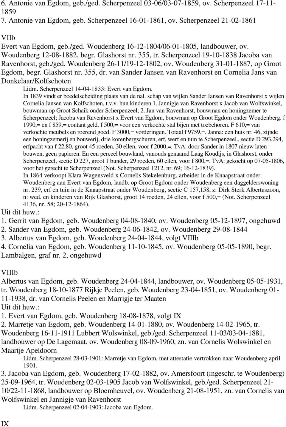 Woudenberg 31-01-1887, op Groot Egdom, begr. Glashorst nr. 355, dr. van Sander Jansen van Ravenhorst en Cornelia Jans van Donkelaar/Kolfschoten Lidm. Scherpenzeel 14-04-1833: Evert van Egdom.