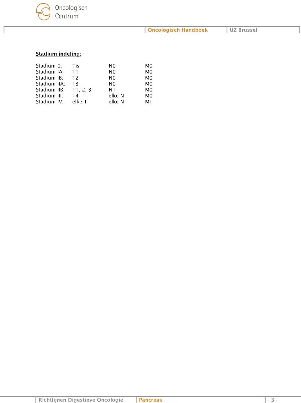 T1, 2, 3 N1 M0 Stadium III: T4 elke N M0 Stadium IV: elke