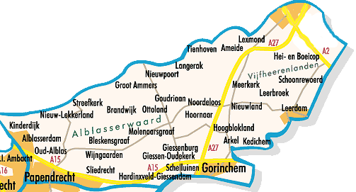2.2.2. Regionale afbakening De regio Alblasserwaard-Vijfheerenlanden is één van de drie deelgebieden in Zuid-Holland Zuid (naast de Drechtsteden en Hoeksche Waard).