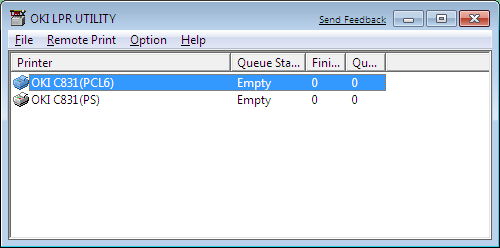 Hulpprogramma's voor Windows OKI LPR Utility U kunt OKI LPR Utility gebruiken om een afdruktaak uit te voeren via het netwerk, afdruktaken te beheren en de status van de printer te controleren.