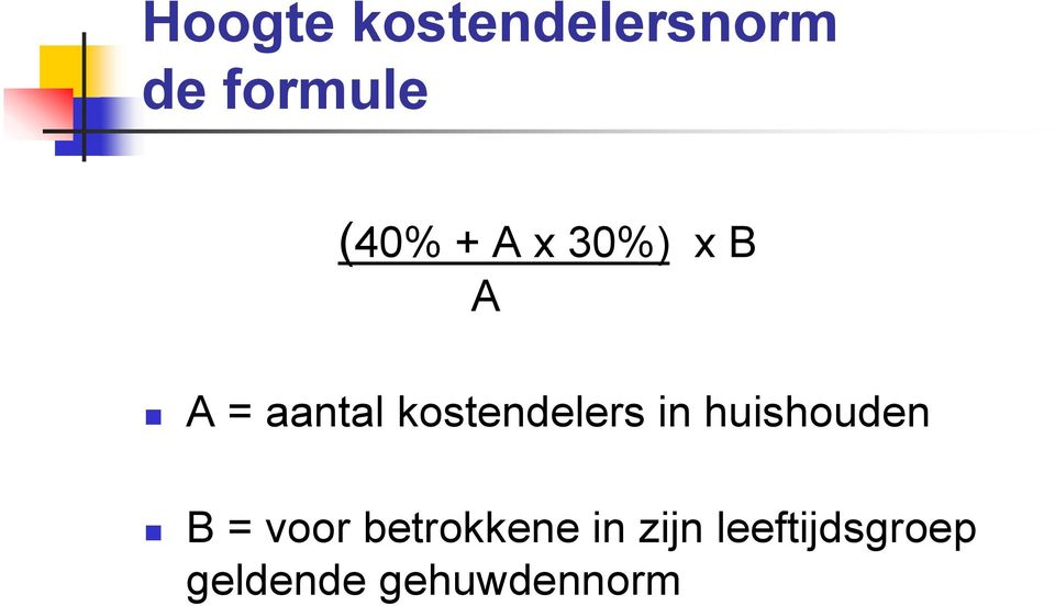 kostendelers in huishouden B = voor