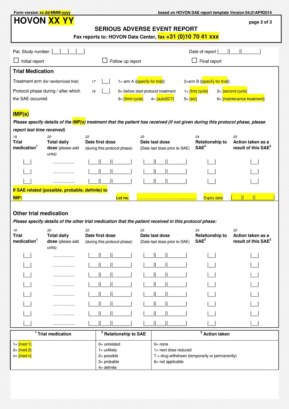 [second cycle] 3= [third cycle] 4= [autosct] 5= [etc] 6= [maintenance treatment] IMP(s) Please specify details of the IMP(s) treatment that the patient has received (if not given during this protocol