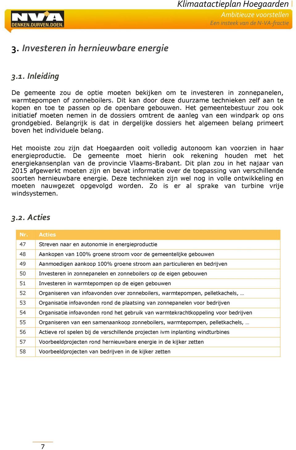 Het gemeentebestuur zou ook initiatief moeten nemen in de dossiers omtrent de aanleg van een windpark op ons grondgebied.