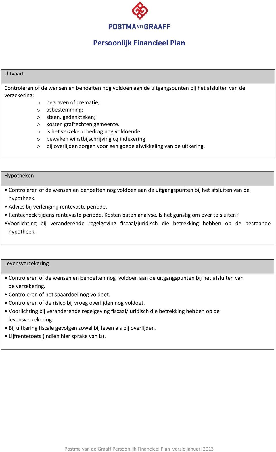 Hypotheken Controleren of de wensen en behoeften nog voldoen aan de uitgangspunten bij het afsluiten van de hypotheek. Advies bij verlenging rentevaste periode. Rentecheck tijdens rentevaste periode.