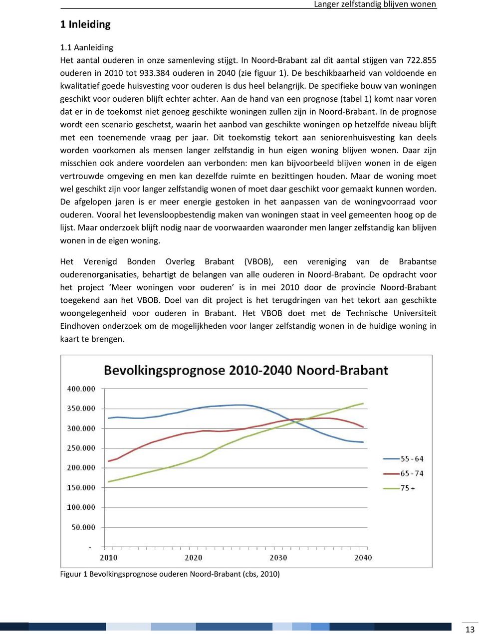 Aan de hand van een prognose (tabel 1) komt naar voren dat er in de toekomst niet genoeg geschikte woningen zullen zijn in Noord-Brabant.