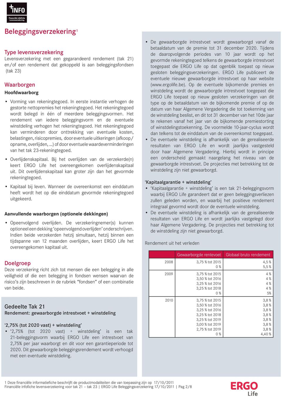 Het rendement van iedere beleggingsvorm en de eventuele winstdeling verhogen het rekeningtegoed.