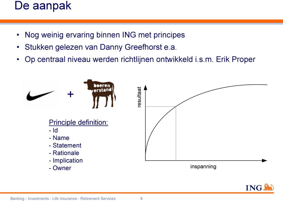 Erik Proper + resultaat Principle definition: - Id - Name - Statement - Rationale
