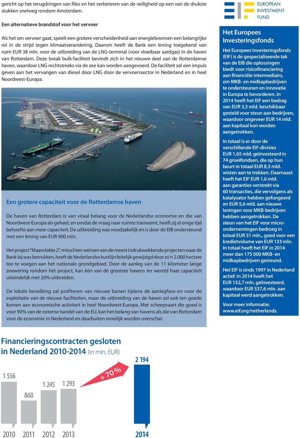 Daarom heeft de Bank een lening toegekend van ruim EUR 38 mln. voor de uitbreiding van de LNG-terminal (voor vloeibaar aardgas) in de haven van Rotterdam.