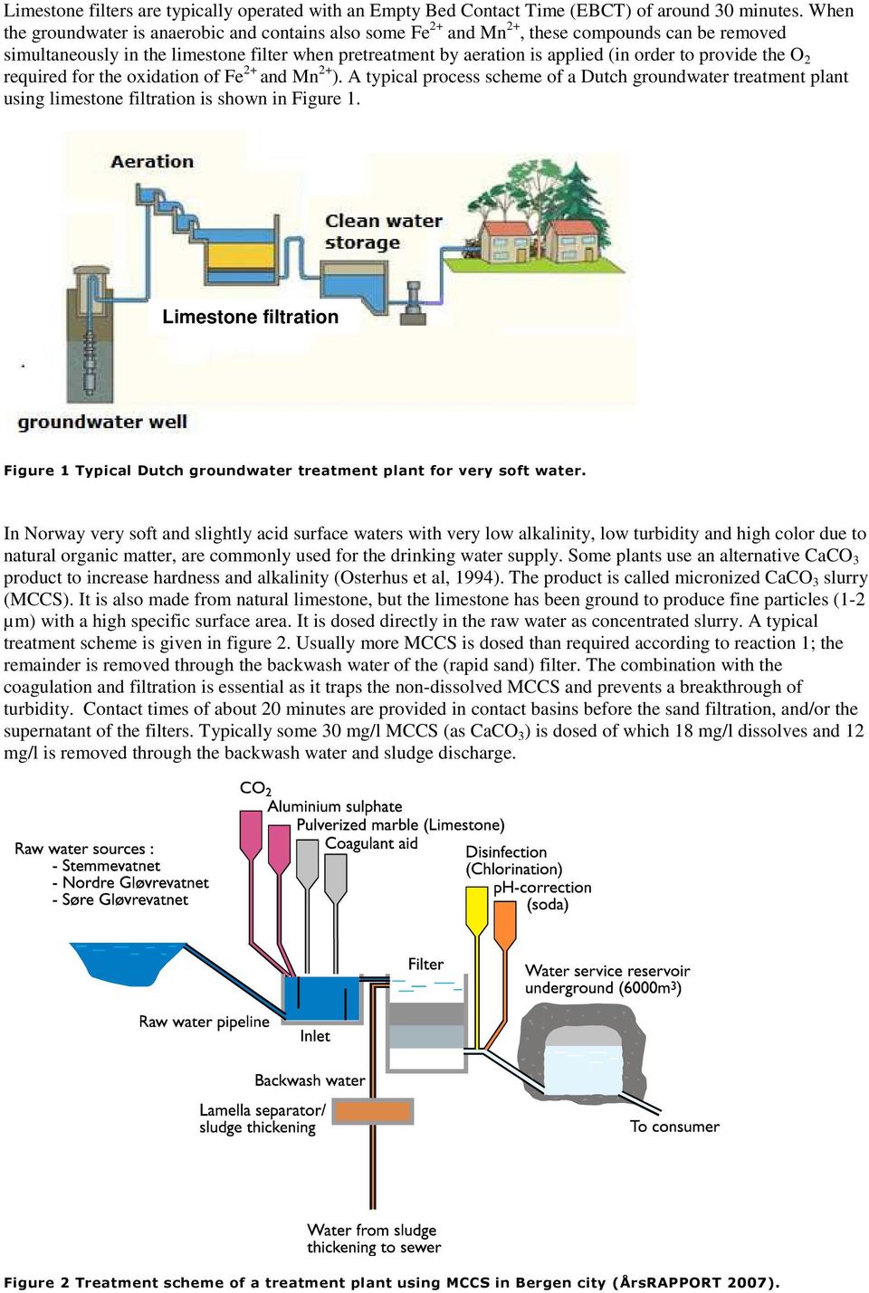 provide the O 2 required for the oxidation of Fe 2+ and Mn 2+ ). A typical process scheme of a Dutch groundwater treatment plant using limestone filtration is shown in Figure 1.