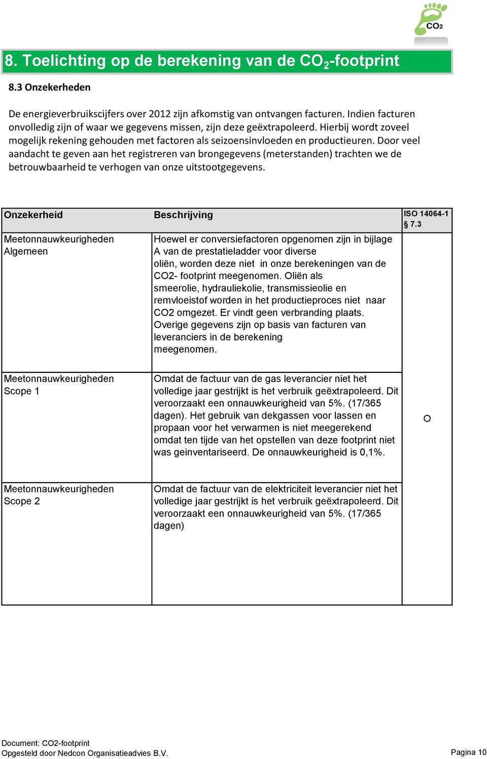 Door veel aandacht te geven aan het registreren van brongegevens (meterstanden) trachten we de betrouwbaarheid te verhogen van onze uitstootgegevens.