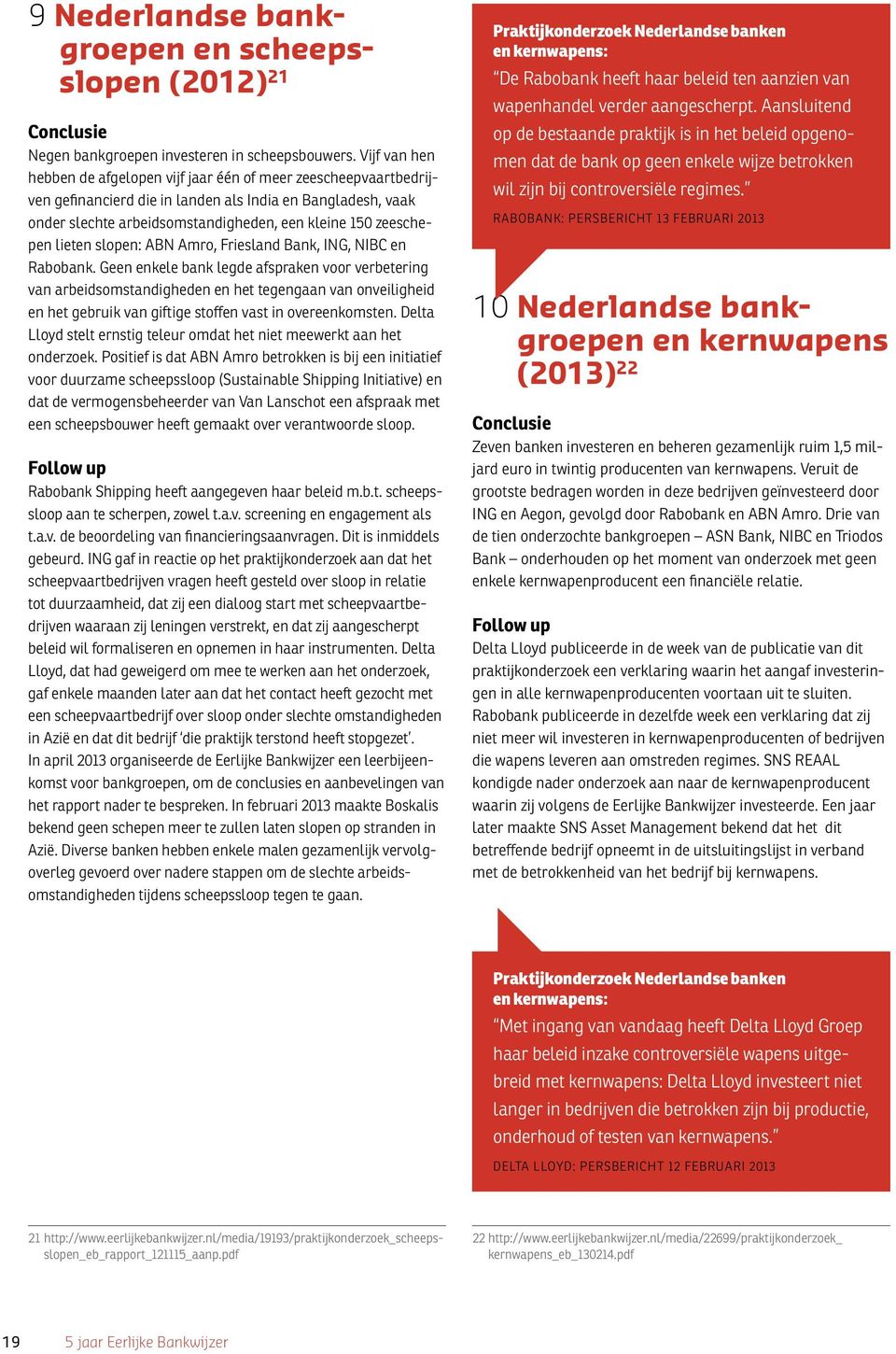 lieten slopen: ABN Amro, Friesland Bank, ING, NIBC en Rabobank.