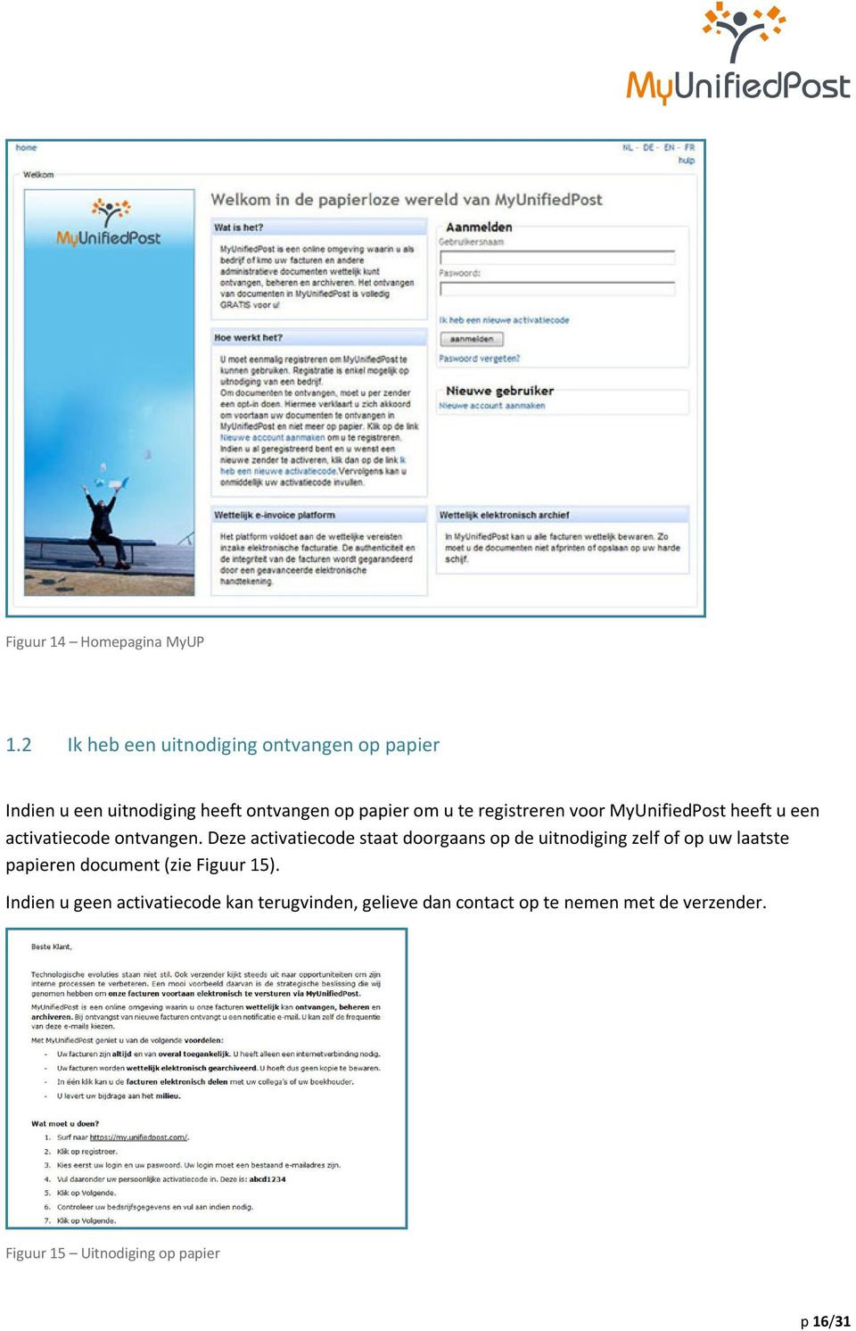 registreren voor MyUnifiedPost heeft u een activatiecode ontvangen.